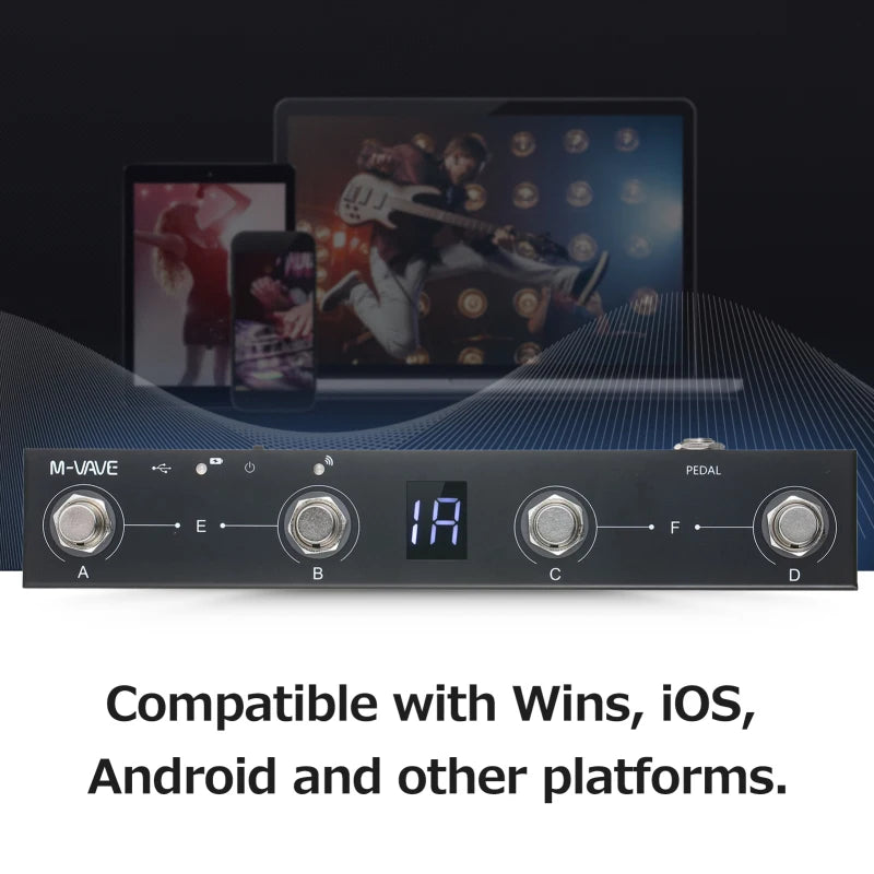 M-VAVE Chocolate MIDI Controller BT Rechargeable 4 Buttons MIDI Controller Pedal APP Control with Wireless Transmission System
