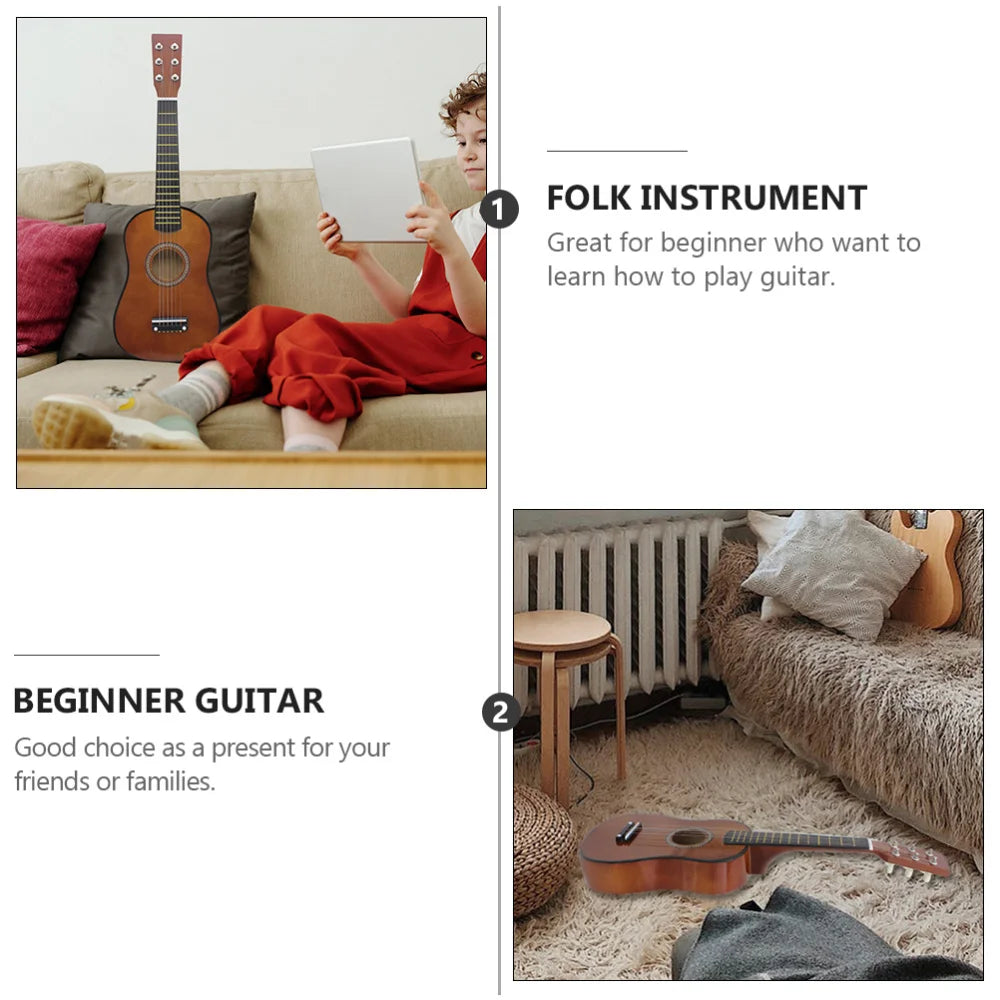 Kids Guitar Musical 23 Inch Classical Ukulele Educational Acoustic 6-String Beginner Instrument Brown Folk Acoustic Guitar