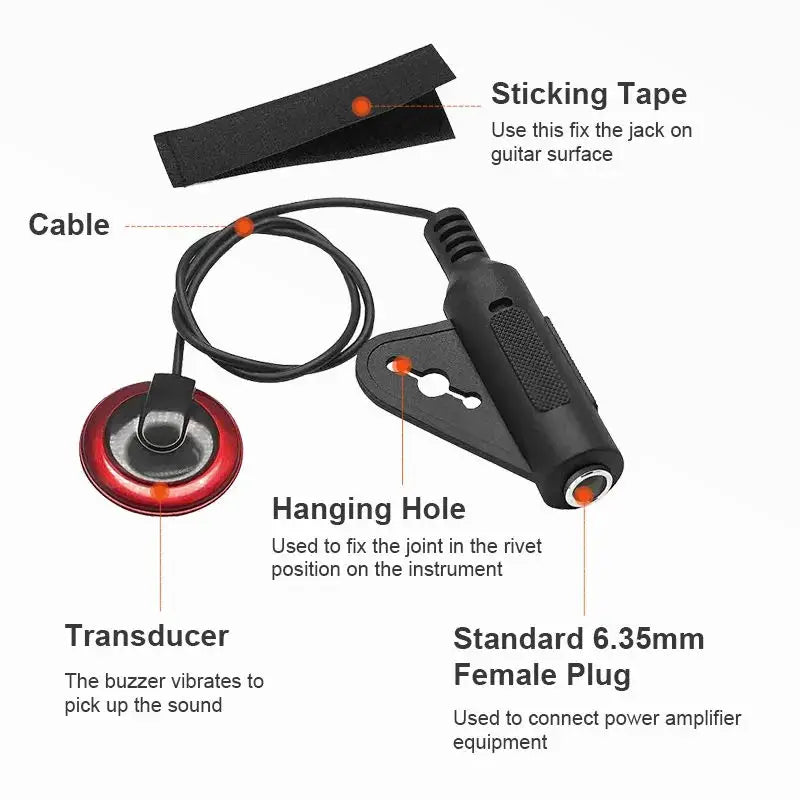 Professional-Grade Acoustic Guitar Pickup Piezo Contact Pickup for Guitar Ukulele  Banjo, Kalimba, Harp -Easy to install