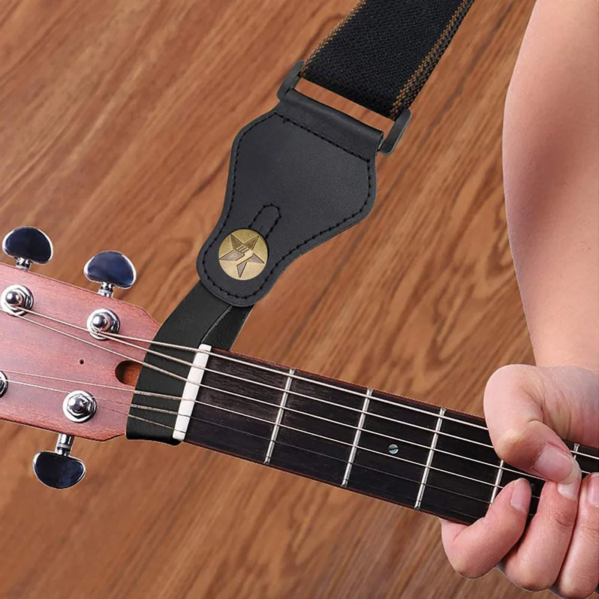 Miwaye Guitar Neck Strap Guitar Leather Strap Holder Button Safe Lock For Ukulele Bass Acoustic Guitar Accessories