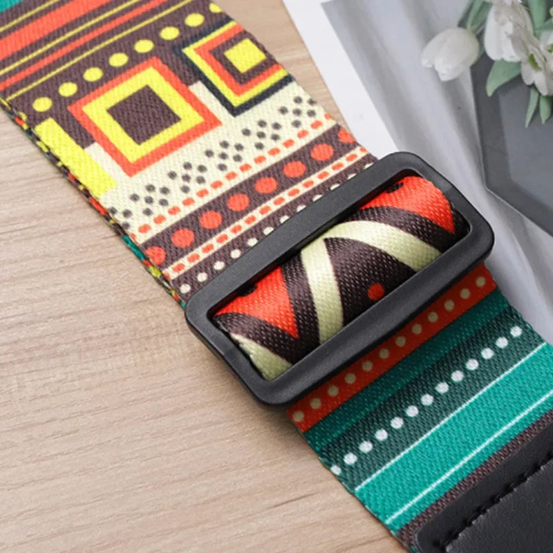 Fashion Retro Ethnic Style Guitar Strap Adjustable Leather Strap for Folk Guitar Electric Guitar Bass Ukulele Guitar Accessories