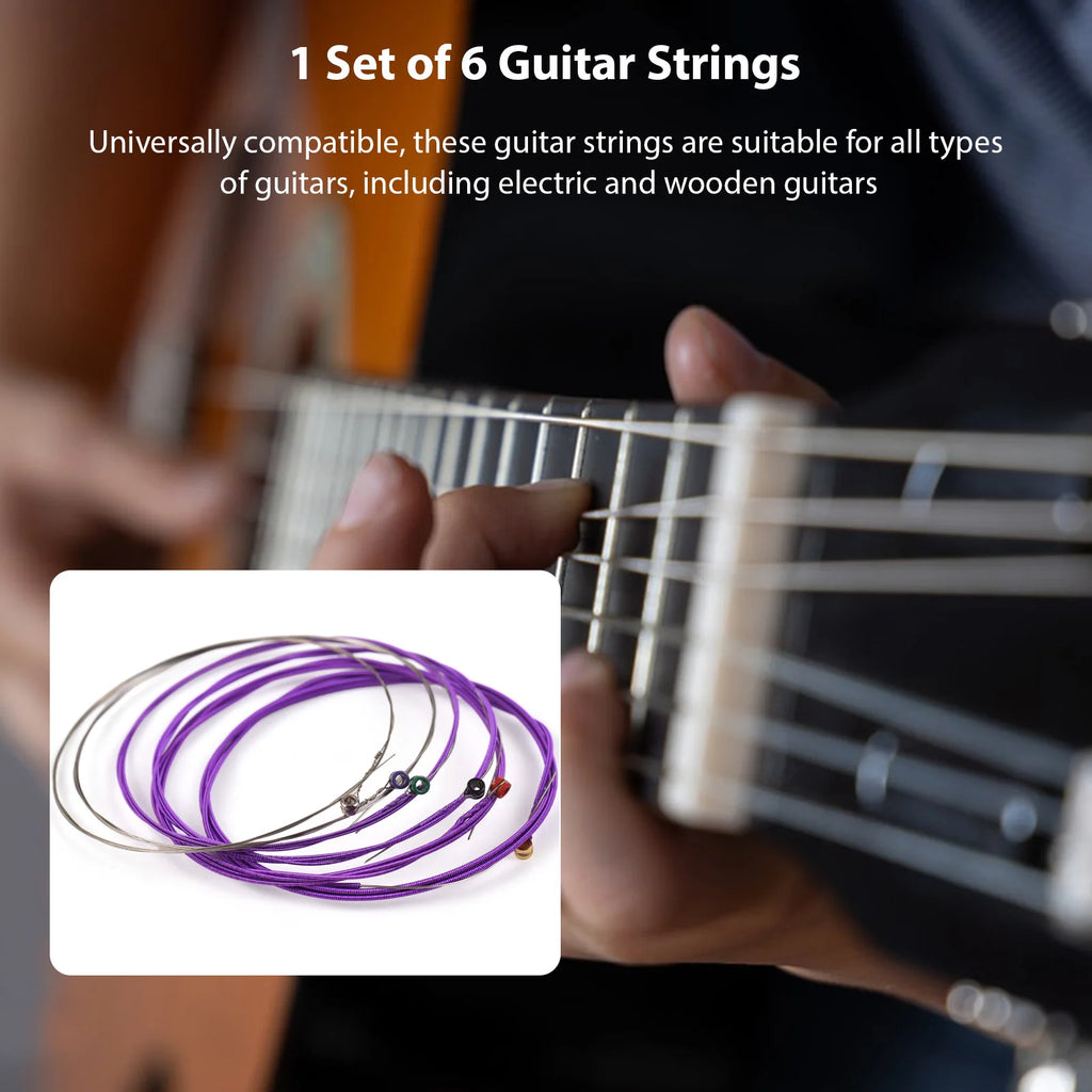 1 Set of 6 Guitar Strings Electric and Acoustic Guitar Strings Replacement Steel String Guitar Accessories Kit