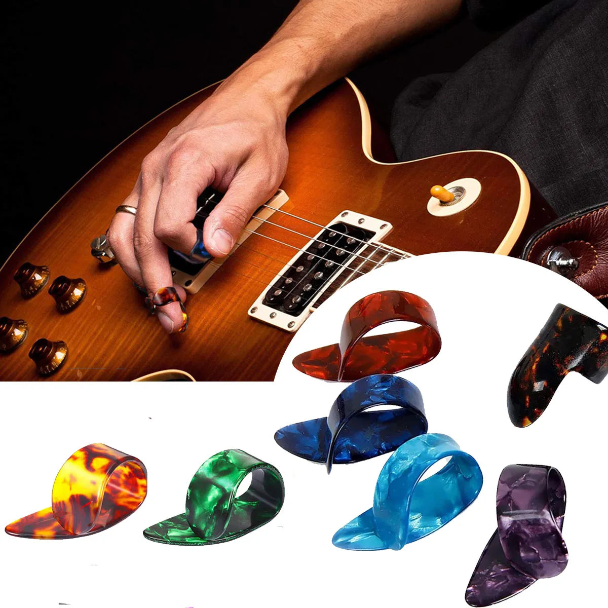 10pcs Guitar Finger Picks Thumb/Index Sizes Fingerstyle Protector Anti-Slip Design Bass Acoustic/Electric Guitar