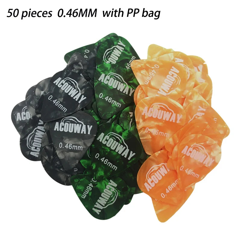 50 Pieces Celluloid Guitar Picks Mediator Thickness 0.46 /0.71/0.96/1.2 MM Electric Bass Pick Plectrum Guitar Accessories