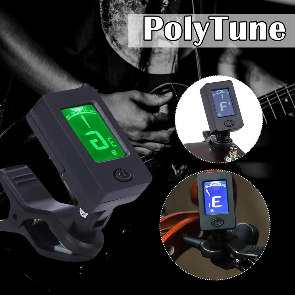 Guitar Tuner Device 12-Tone Ukulele Bass Violin Tuner Portable Automatic Vibration Transmission Instrument Tuner Accessory