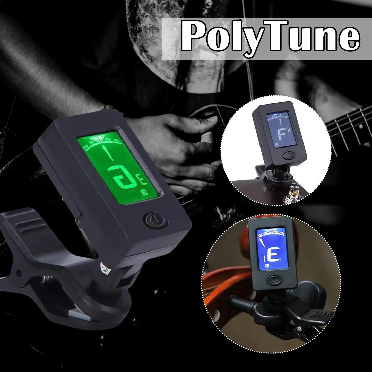 Guitar Tuner Device 12-Tone Ukulele Bass Violin Tuner Portable Automatic Vibration Transmission Instrument Tuner Accessory