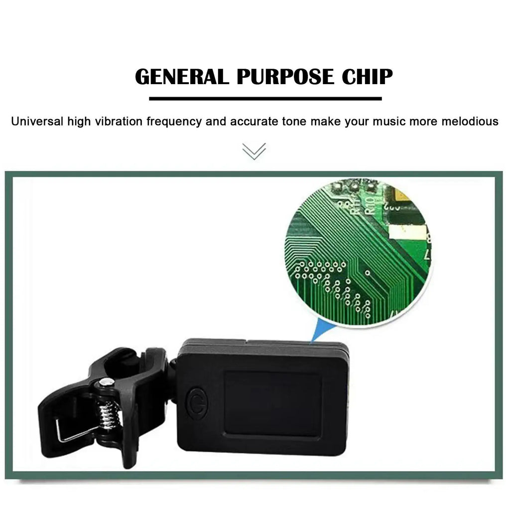 Guitar Tuner Device 12-Tone Ukulele Bass Violin Tuner Portable Automatic Vibration Transmission Instrument Tuner Accessory