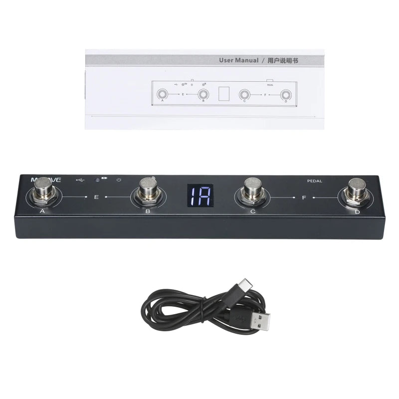 M-VAVE Chocolate MIDI Controller BT Rechargeable 4 Buttons MIDI Controller Pedal APP Control with Wireless Transmission System