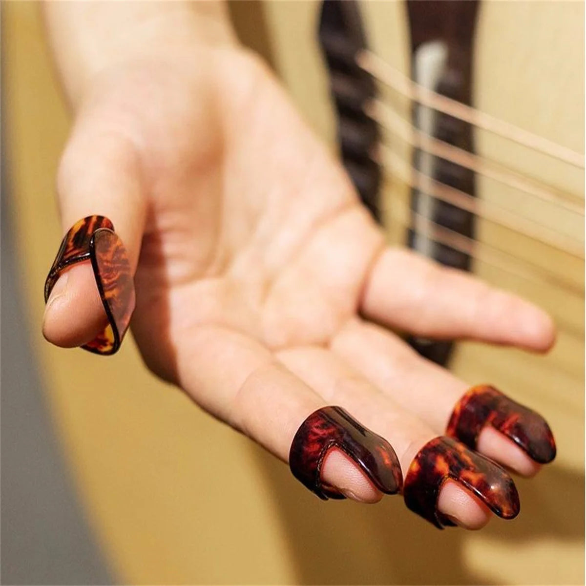 10pcs Guitar Finger Picks Thumb/Index Sizes Fingerstyle Protector Anti-Slip Design Bass Acoustic/Electric Guitar