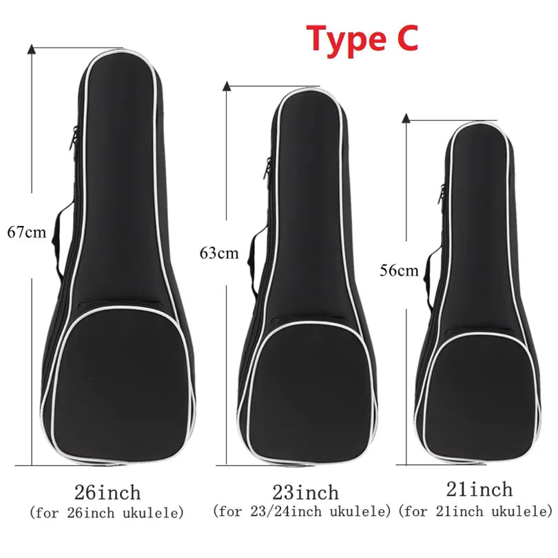 21/23/26" Black Portable Ukulele Bag Waterproof