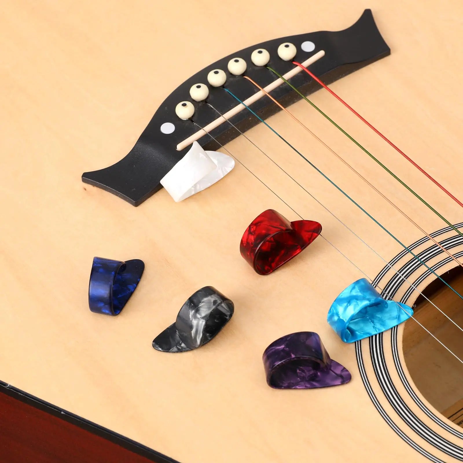 10pcs Guitar Finger Picks Thumb/Index Sizes Fingerstyle Protector Anti-Slip Design Bass Acoustic/Electric Guitar