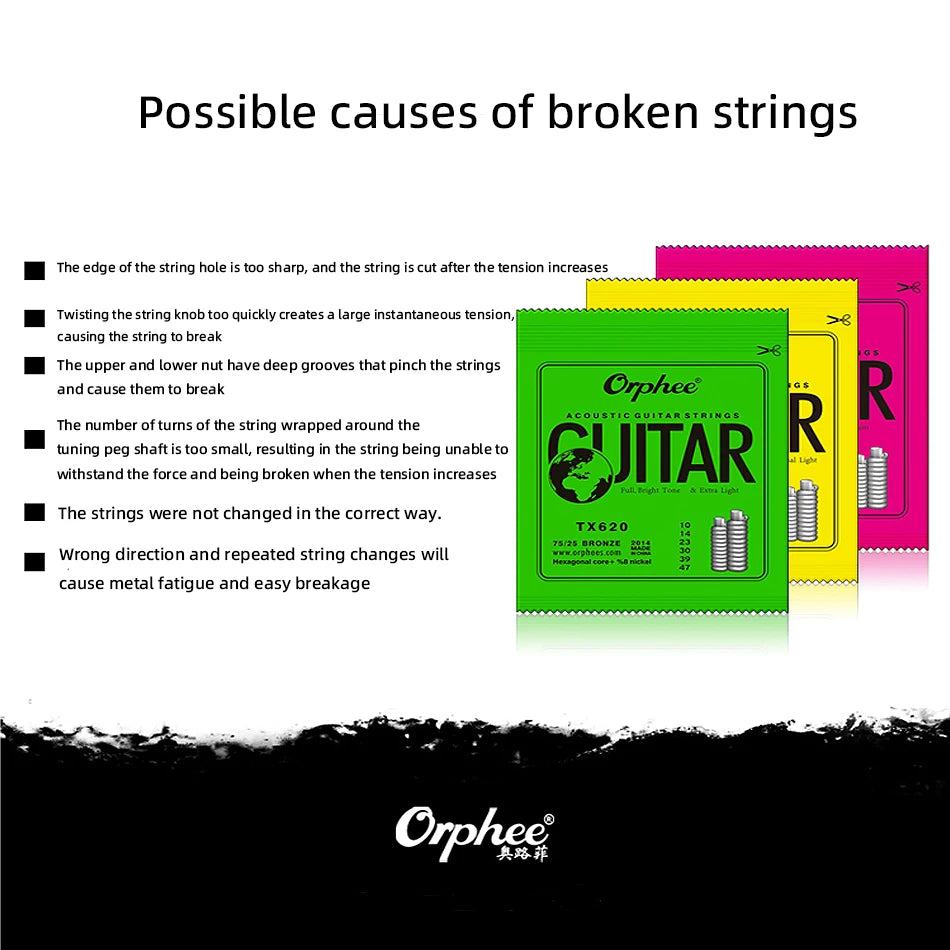 Orphee 10 Sets TX620/TX630/TX640 Acoustic Guitar Strings Set 75/25 Bronze Hexagonal Core 10-47/11-52/12-53
