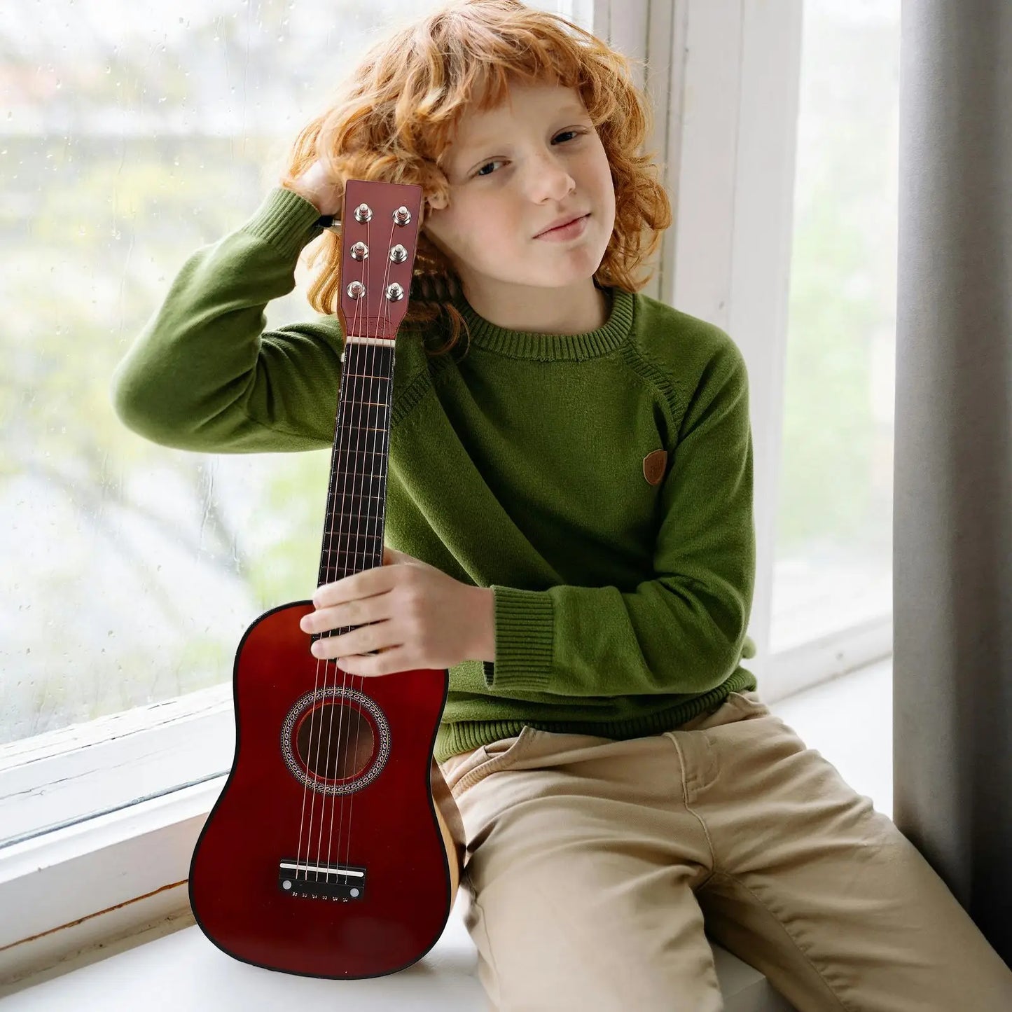 Kids Guitar Musical 23 Inch Classical Ukulele Educational Acoustic 6-String Beginner Instrument Brown Folk Acoustic Guitar
