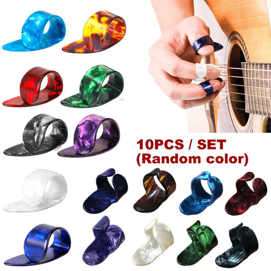 10pcs Guitar Finger Picks Thumb/Index Sizes Fingerstyle Protector Anti-Slip Design Bass Acoustic/Electric Guitar