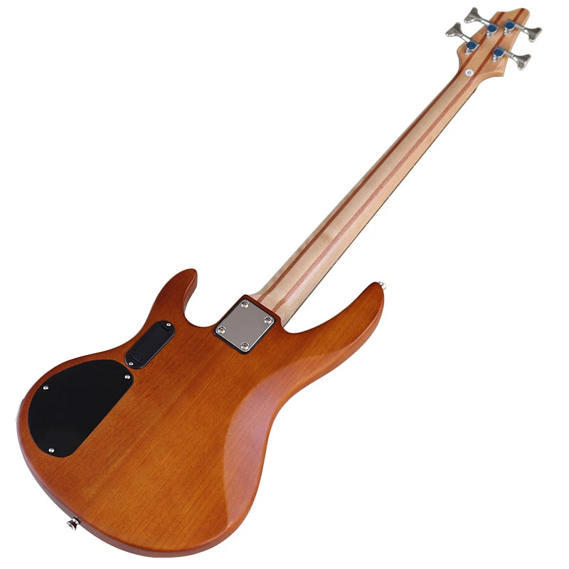 4 Strings Right Hand Electric Bass Guitar - 43" Zebrawood Top & Solid Okoume wood body