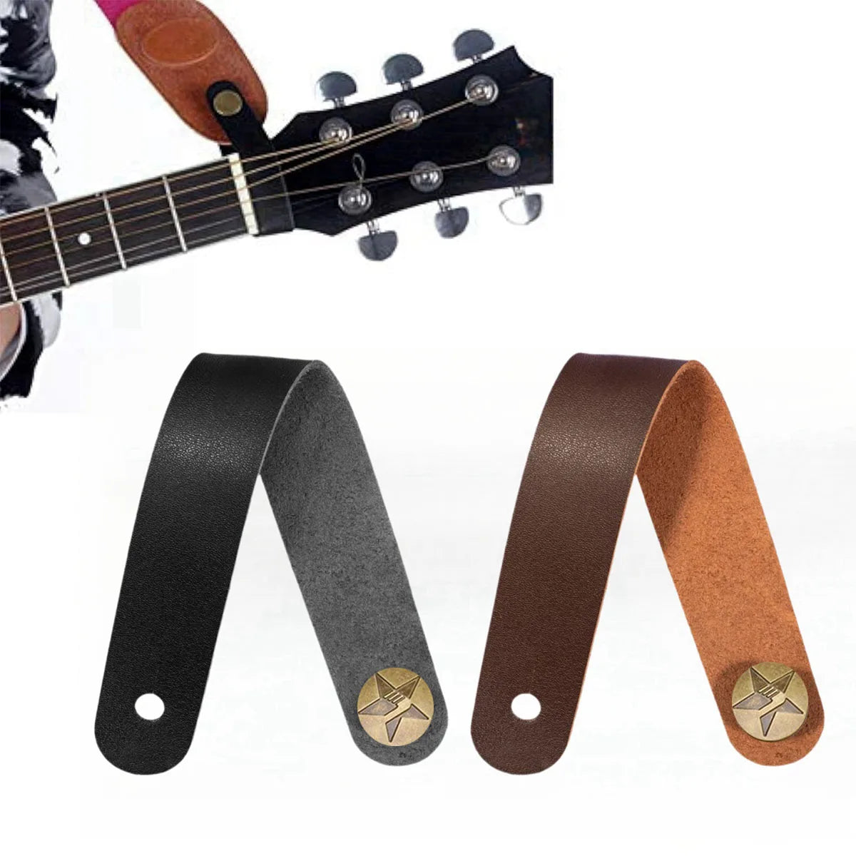 Miwaye Guitar Neck Strap Guitar Leather Strap Holder Button Safe Lock For Ukulele Bass Acoustic Guitar Accessories