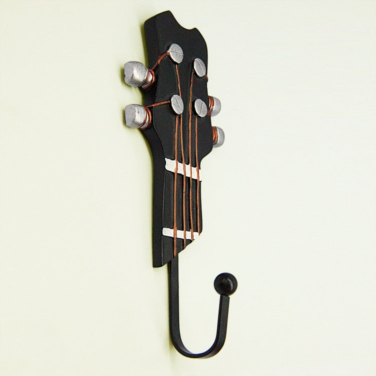 Retro 3 Pcs/Set Guitar Heads Hooks Music Home Resin Clothes Hat Hanger Movie Wall Mounted Hook for Home Decoration